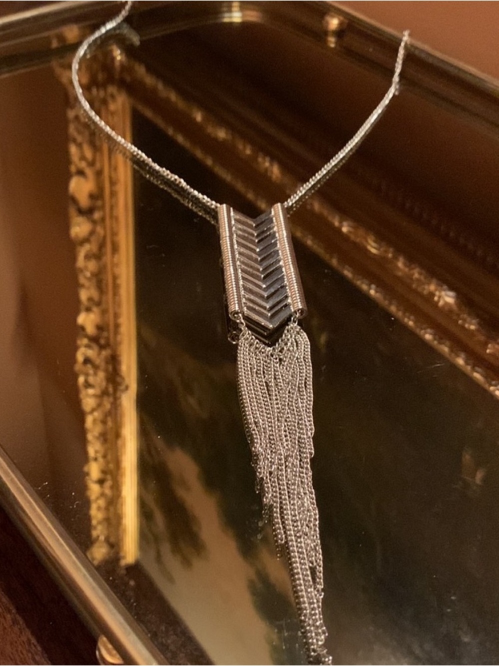 Long Silver Tassel Necklace